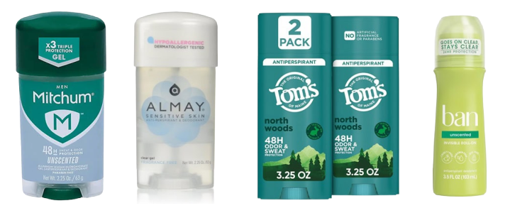 collage of some of the editors' favorite deodorants
