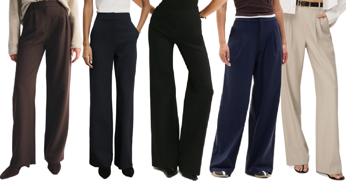 collage of some of the best wide-leg pants for work in 2026