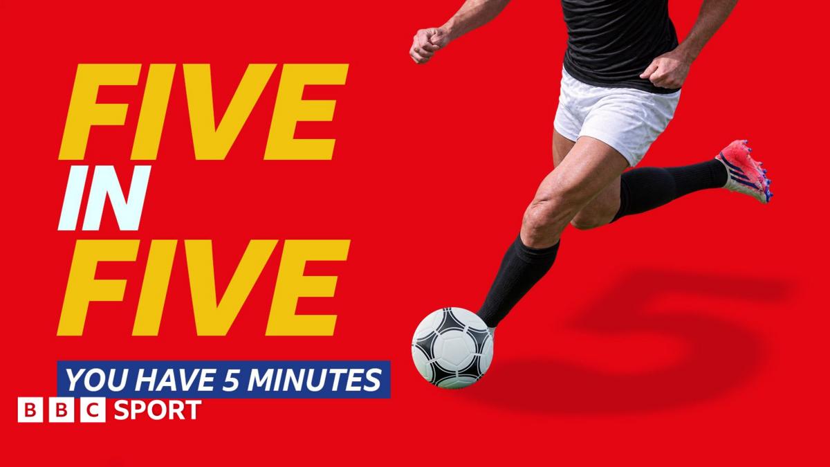 A generic picture of an unknown footballer beside the words: "Five in Five you have five minutes"