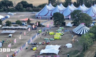 An ariel view of a festival.