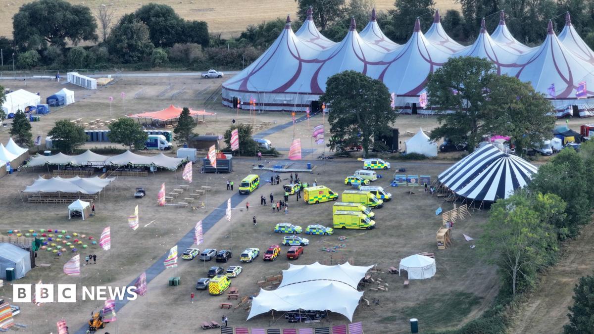 An ariel view of a festival.
