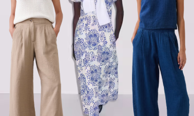 collage of 3 models wearing double-cloth outfits