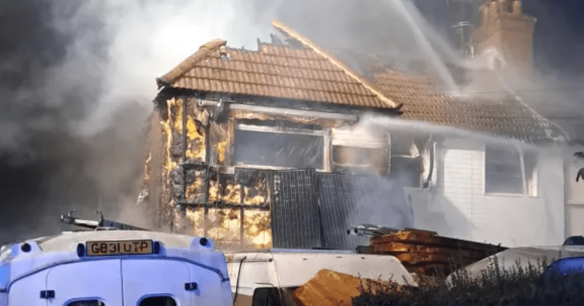 Car destroyed and huge hole left in roof after London house fire | News UK