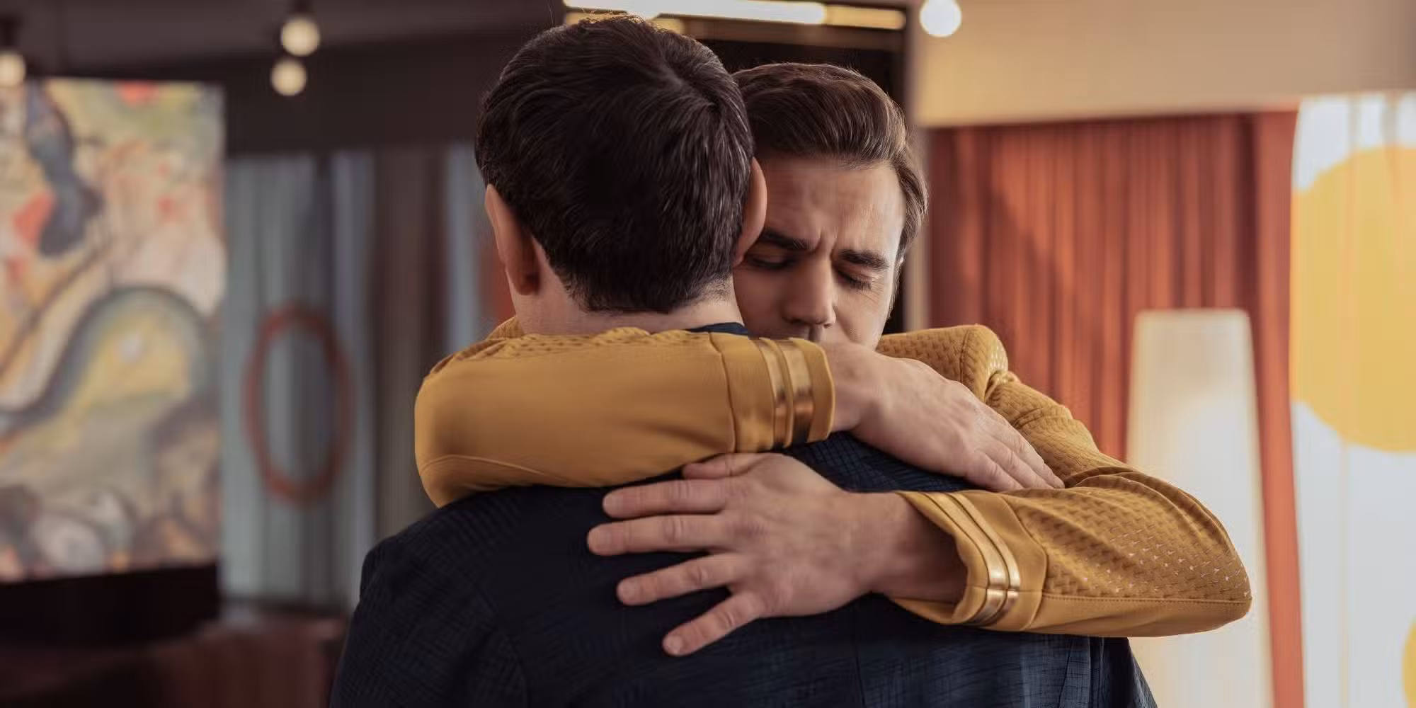 (L-R): Ethan Peck as Spock and Paul Wesley as James T. Kirk in season 4, episode 3, of Star Trek: Strange New Worlds streaming on Paramount+, 2026. Photo Credit: Jan Thijs/Paramount+