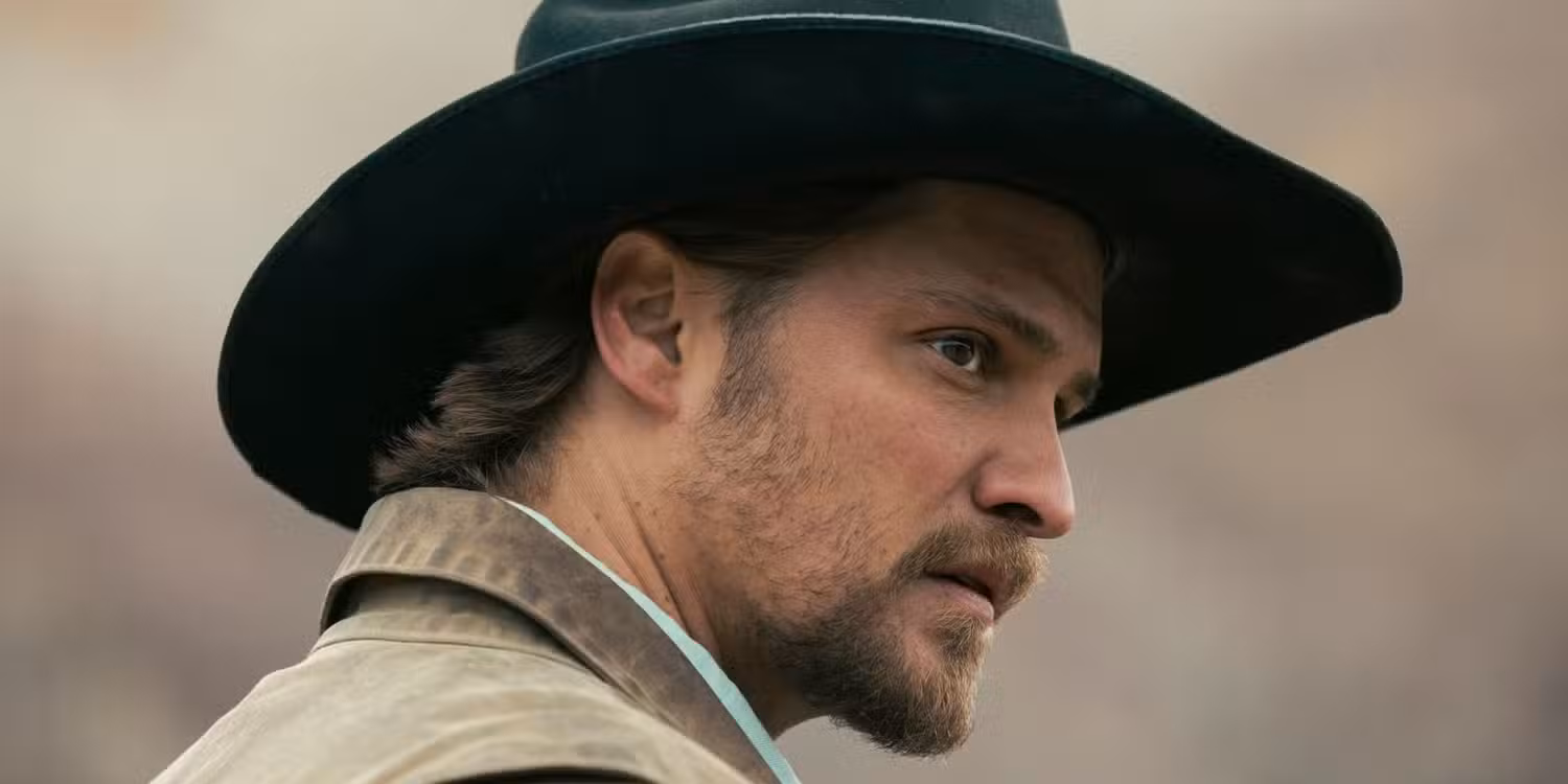 "Wolves at the Door" -- CBS Original Series MARSHALS, scheduled to air on Sunday, May 24 (8:00-9:00 PM, ET/PT). Pictured (L-R): Luke Grimes as Kayce Dutton and Brecken Merrill as Tate Dutton. Photo: Fred Hayes/CBS ©2025 CBS Broadcasting, Inc. All Rights Reserved.