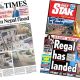 The headline on the front page of the Times reads: "Britons lost in Nepal flood."