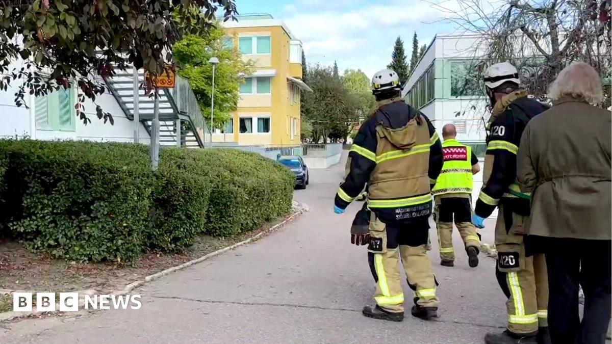Emergency services outside school in Sweden