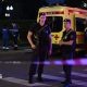Armed Moscow police stand guard in front of an ambulance near the scene of an explosion near the centre of the city.