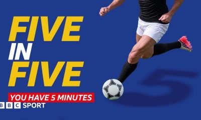 A generic picture of an unknown footballer beside the words: "Five in Five you have five minutes"