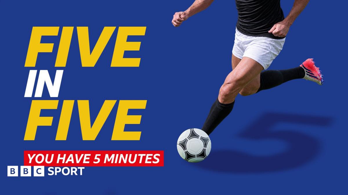 A generic picture of an unknown footballer beside the words: "Five in Five you have five minutes"
