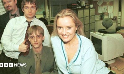Picture shows (from back) Ricky Gervais as David Brent, Martin Freeman as Tim, MacKenzie Crook as Gareth and Lucy Davis as Dawn in the office