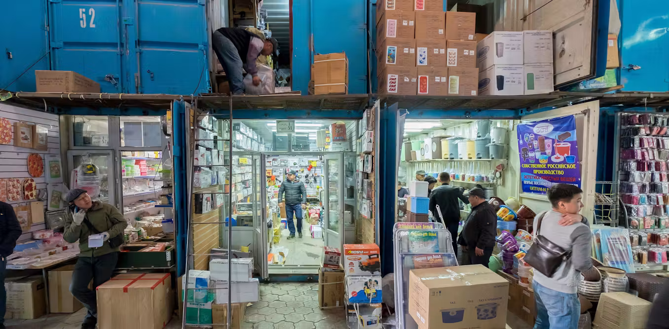a world made from shipping containers and a city within a city