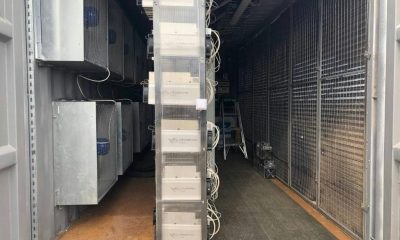 A handout photo from October 2020 shows computers dedicated to mining bitcoin in an EZ Blockchain data center