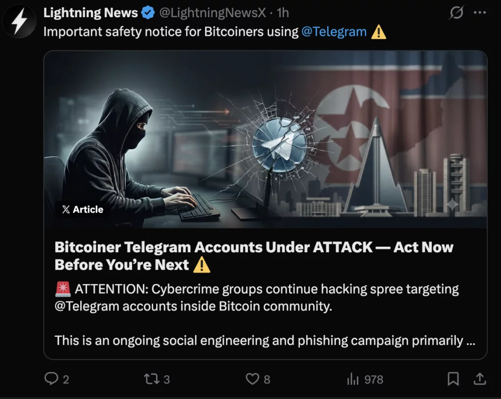Telegram accounts under attack, source: X