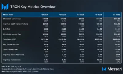 TRON key metrics overview, source: Messari