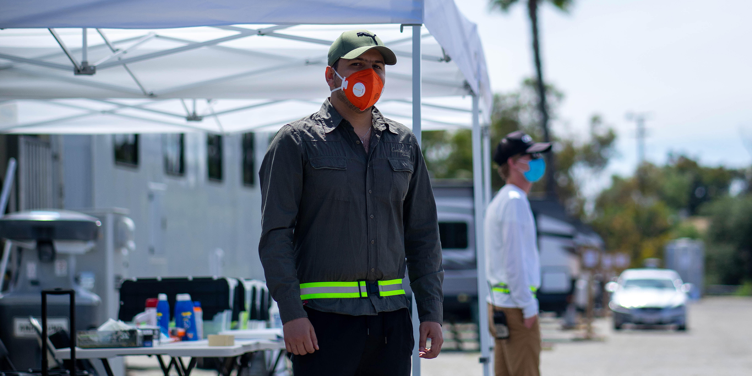 Ahmed Al-Sarray at the Dodger Stadium COVID testing site in Los Angeles on May 30, 2020.