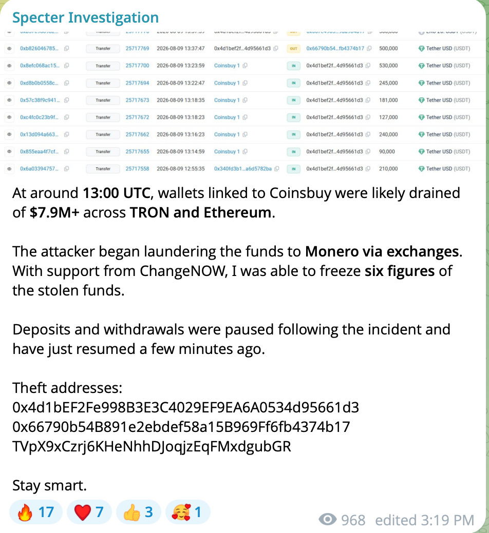 Coinsbuy confirms hack as investigator reports $7.9M stolen