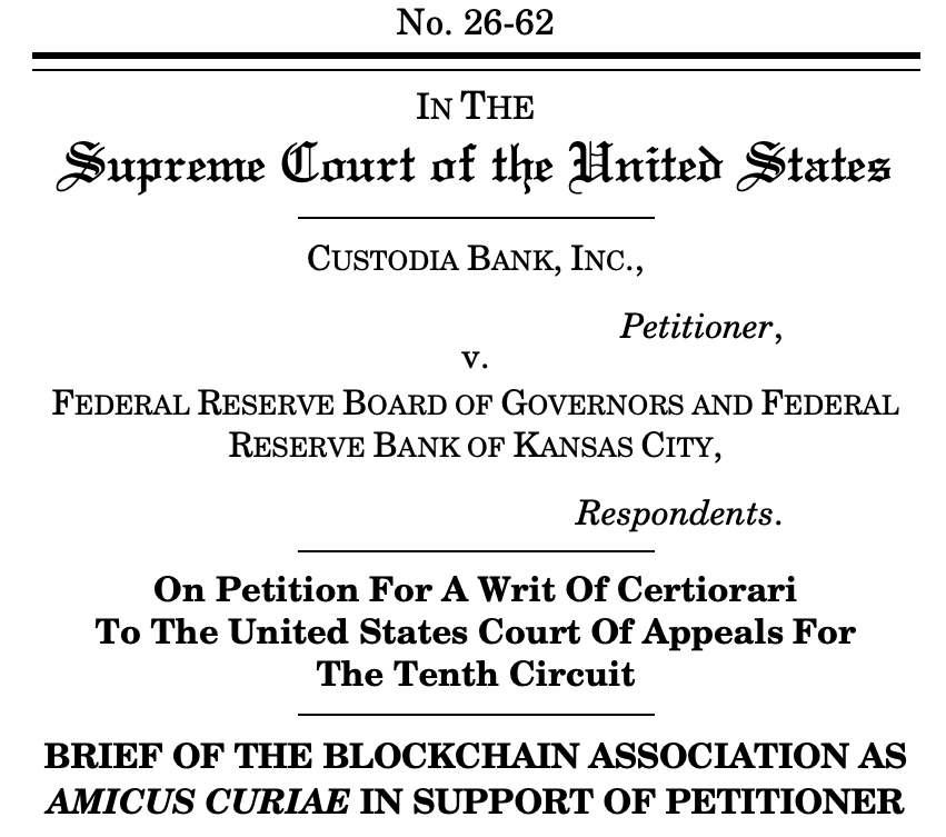 Custodia Gets Crypto Industry Backing in Supreme Court Fed Case
