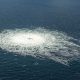 The gas leak, seen from a Danish jet on 27 September 2022. Pic: Reuters