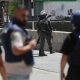 Israeli forces take part in a raid on the Qalandia training centre. Pic: Reuters