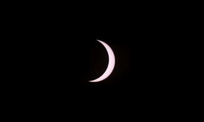 A sliver of the sun is seen just before the total solar eclipse as seen from Piedra del Aquila, Argentina on December 14, 2020