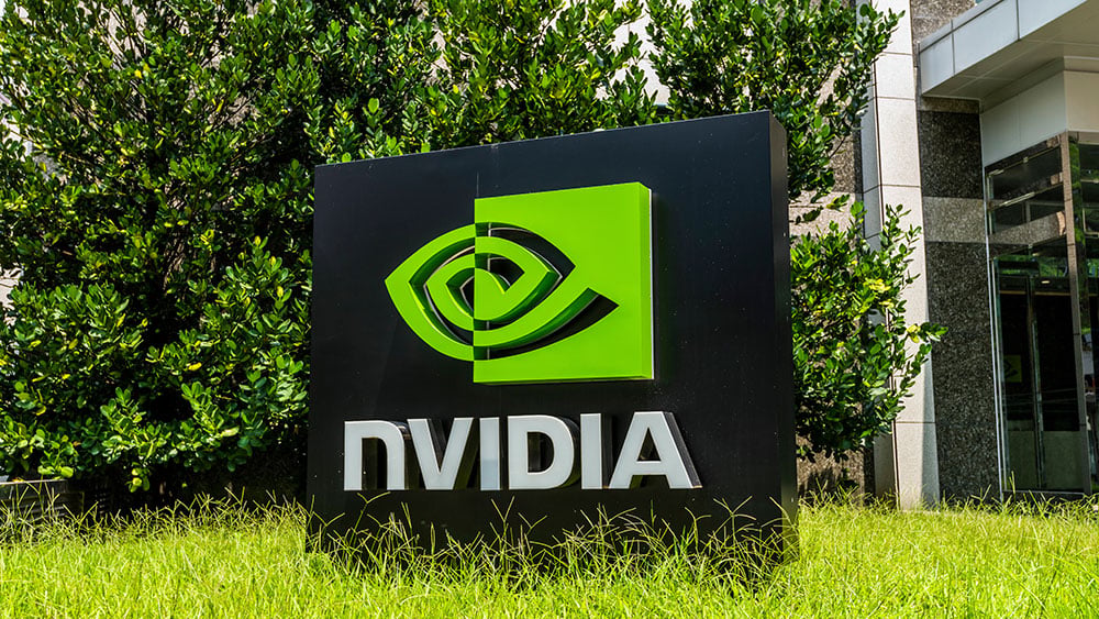 Taipei, Taiwan- July 25, 2022: Close-up of the Nvidia Corporation logo in Neihu Technology Park, Taipei, Taiwan. It is an American multinational technology company