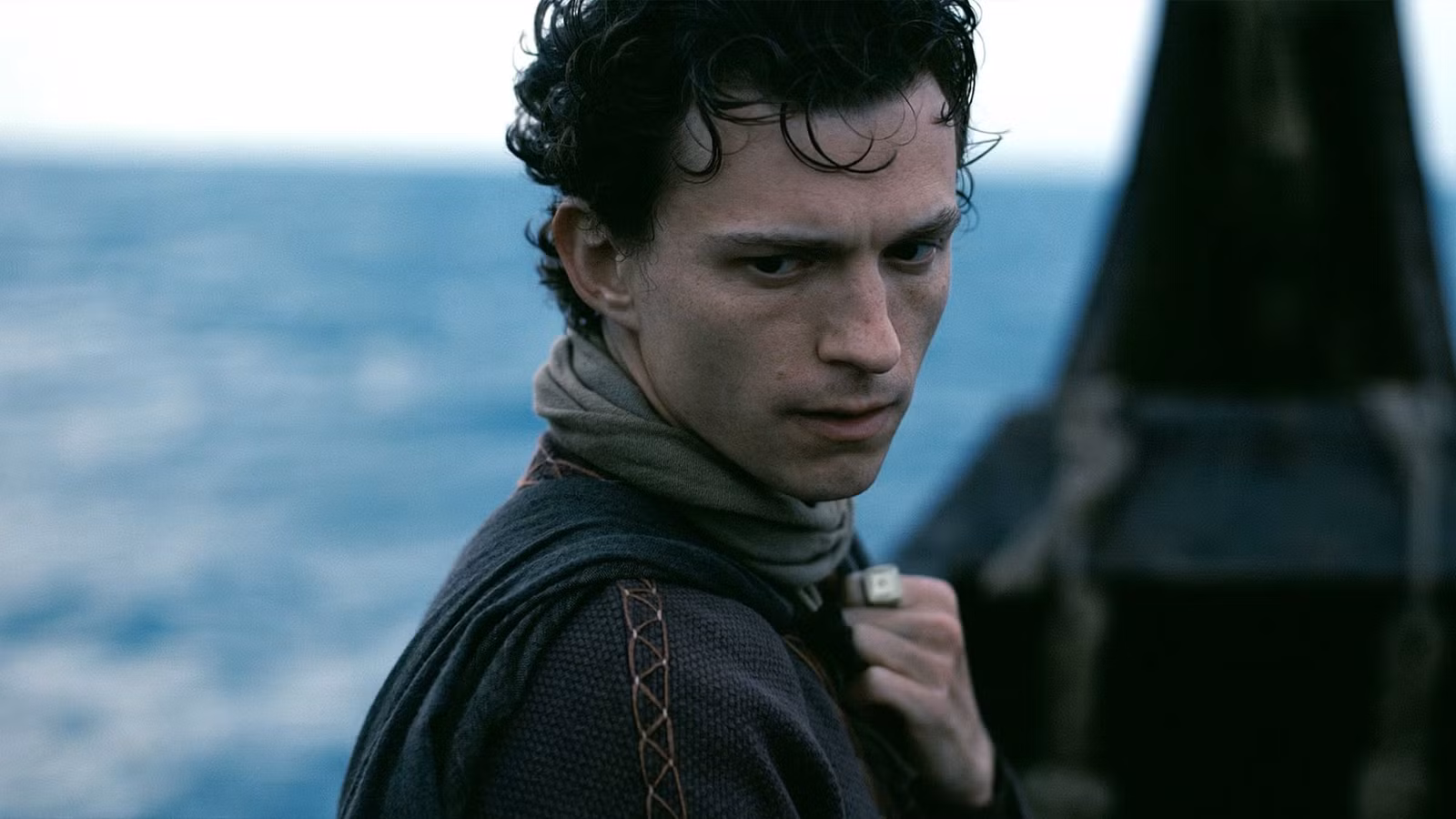 Telemachus (Tom Holland) on a ship in 'The Odyssey'