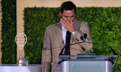 Roger Federer brought to tears during his induction into International Tennis Hall of Fame
