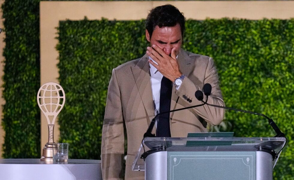 Roger Federer brought to tears during his induction into International Tennis Hall of Fame