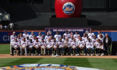 Members of the 1986 World Series champion Mets celebrate the 40th anniversary of team's last title