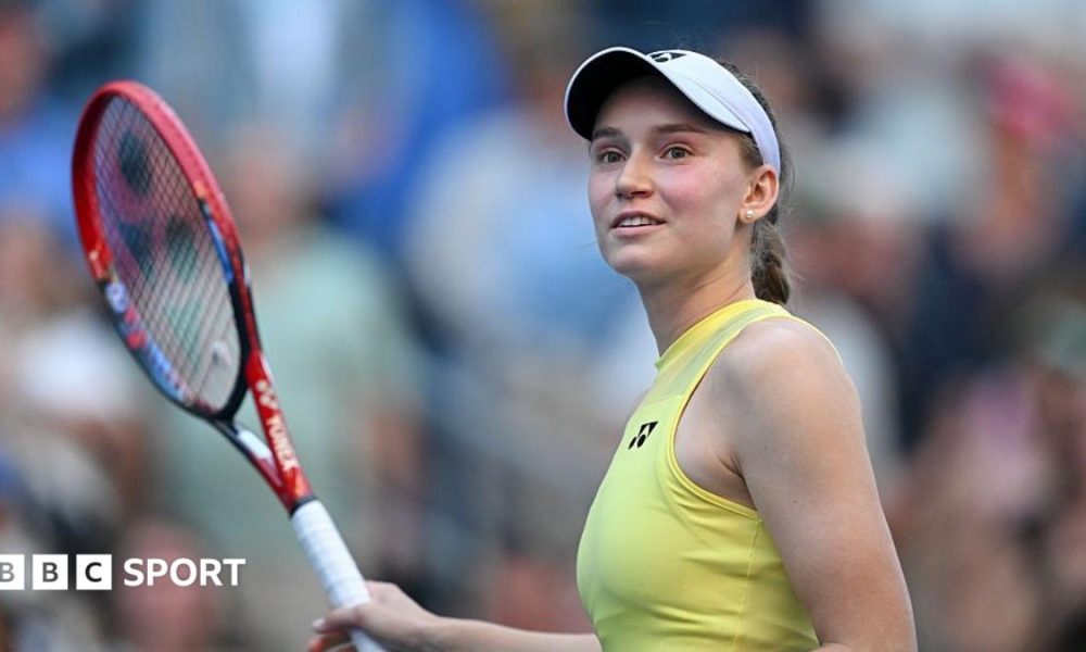 Elene Rybakina celebrates beating Naomi Osaka at the US Open