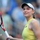 Elene Rybakina celebrates beating Naomi Osaka at the US Open