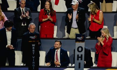 The crowd acknowledges Vice President JD Vance on night one of the Republican Midterm Convention at the American Airlines Center in Dallas on Sept. 9.