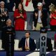 The crowd acknowledges Vice President JD Vance on night one of the Republican Midterm Convention at the American Airlines Center in Dallas on Sept. 9.