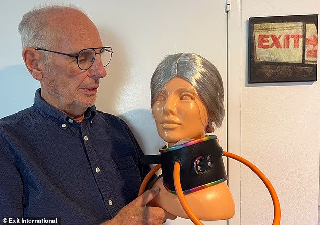 Dr Philip Nitschke - also known as 'Dr Death - did not bring his 'suicide collar' into Britain (pictured) amid fears it would be seized by customs