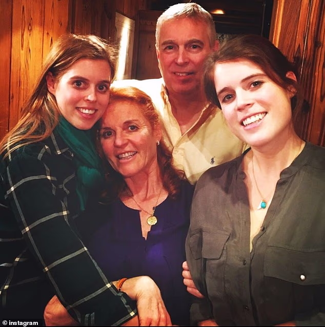 Andrew Mountbatten-Windsor and Sarah Ferguson with their daughters Princess Beatrice, left, and Princess Eugenie