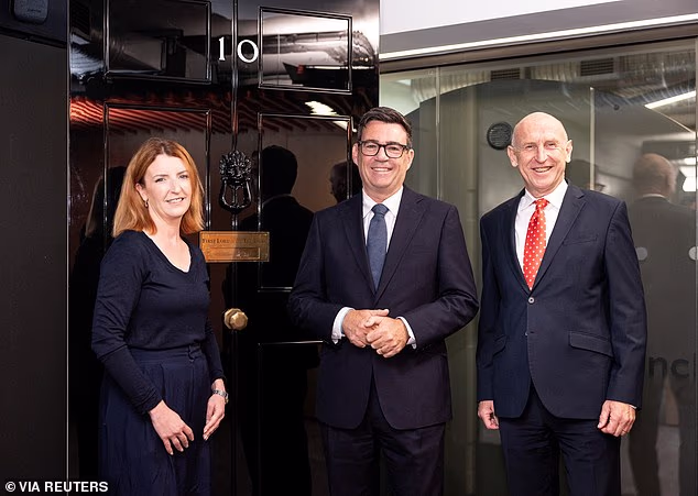 Louise Haigh pictured alongside Andy Burnham and Chancellor John Healey at the opening of his new 'No10 North' in central Manchester