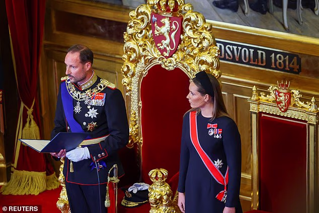 Norway's King Haakon and Crown Princess Ingrid Alexandra on the day he takes the Oath of Allegiance to the Constitution at the Norwegian Parliament, following the death of his father King Harald, in Oslo, Norway, September 1, 2026