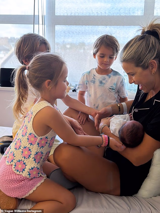 Vogue Williams has given birth to her fourth child with her husband Spencer Matthews