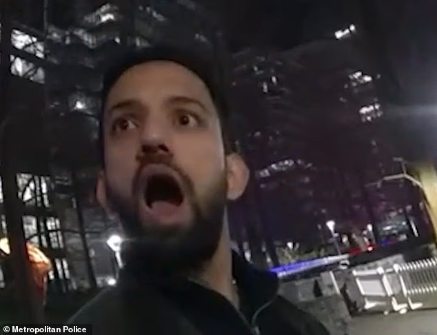 This is the moment sex attacker Syed Imam, 30, moans to police that he 'can't be arrested' after attempting to rape a woman near a train station in Canary Wharf