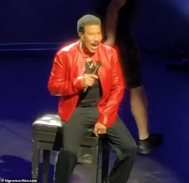 Insiders for the Daily Mail say Lionel Richie's family is very concerned about his health after he recently had to abruptly halt two concerts; Above, Richie at St. Louis concert on Saturday