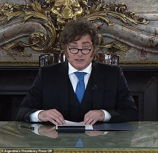 In a televised address overnight, President Javier Milei today ramped up tensions with the UK over the Falklands, warning sanctions will be imposed for offshore oil drilling