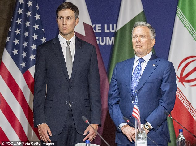 US President Donald Trump's son-in-law Jared Kushner (L) and US President's special envoy Steve Witkoff