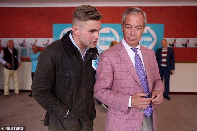 Ex-aide Dan Jukes, seen with Nigel Farage ahead of the 2024 general election, will no longer advise the Reform UK leader