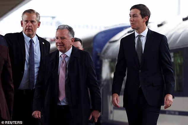 Mr Witkoff and Mr Kushner arrive at a railway station in Kyiv ahead of peace talks with Mr Zelensky on Sunday