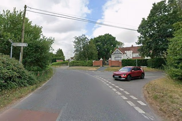 Emergency services rushed to Sole Street (pictured) in Cobham, Kent, this morning after three cyclists were hit by a Ford Focus