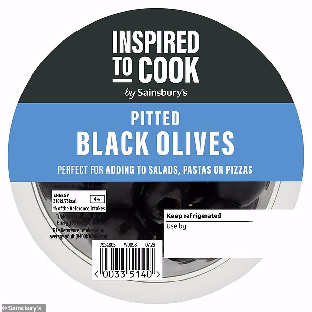 Sainsbury's is recalling 120g packs of its Inspired to Cook by Sainsbury's Pitted Black Olives