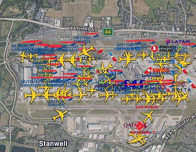 Thousands of holidaymakers, including at Heathrow and Gatwick , are facing hours of delays, with disruption expected to last until at least 9pm this evening