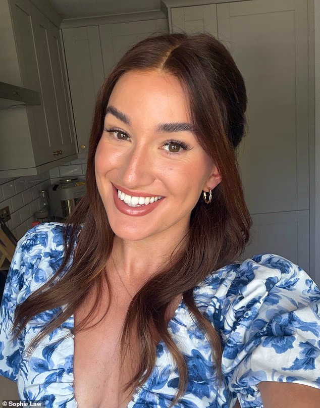 Sophie Law 28, from Kent, is pictured after finding a solution for her hair loss