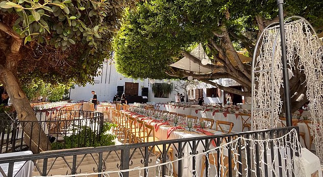 Sweltering in 30 degree heat, Emily Atack will say ‘I do’ in the courtyard of a 16th Century church in Spain as she ties the knot with scientist Dr Alistair Garner in a second wedding